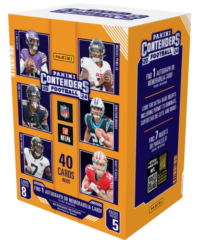 2024–25 Panini Contenders NFL Football Blaster Box – Official Trading Cards – Includes Blaster-Exclusive Parallels, Rookie Tickets & Inserts – Sealed Retail Box